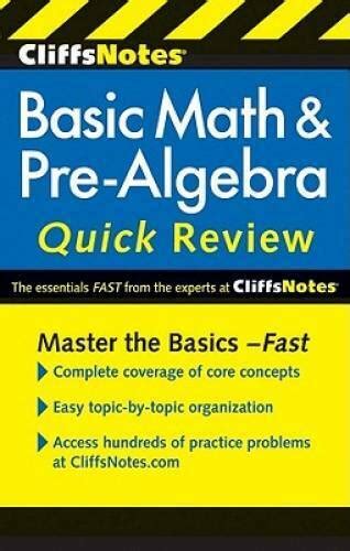 CliffsNotes Basic Math and Pre-Algebra Quick Review 2nd Edition Cliffs Quick Review Paperback PDF