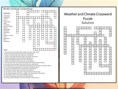 Climate Crossword Worksheet Answers Reader