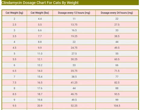 Clindamycin For Cats Dosage Chart By Weight
