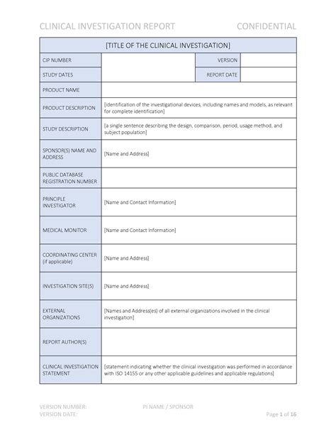 Clinical Evaluation Report Template