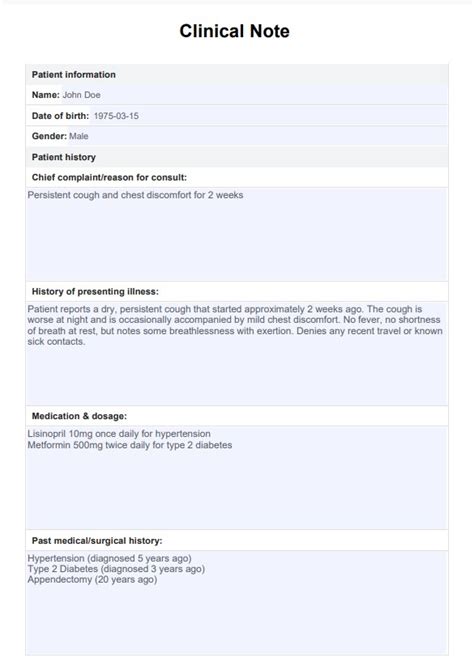Clinical Note Template