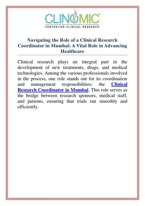 Clinical Research Nurses: A Vital Role in Advancing Healthcare