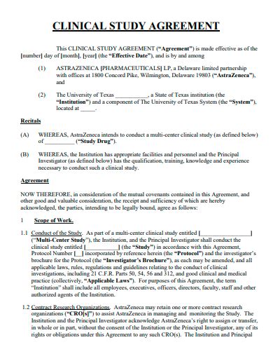 Clinical Study Agreement Template