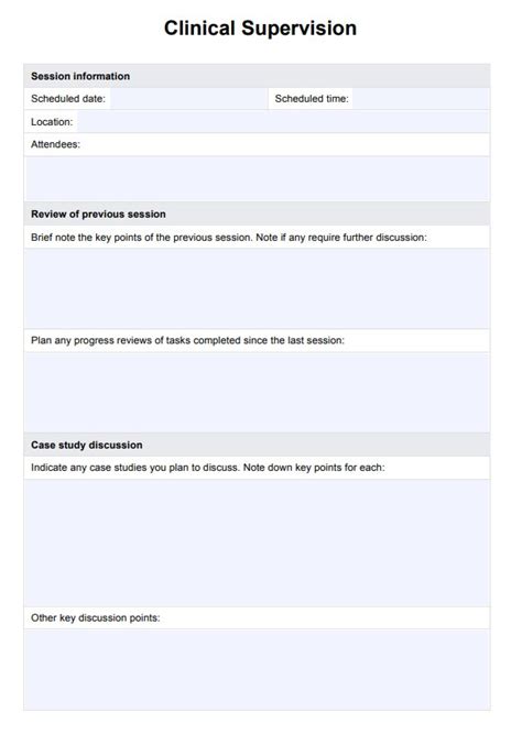 Clinical Supervision Template For Social Workers