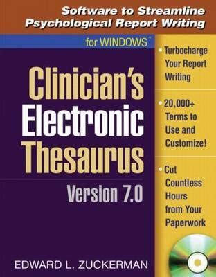Clinician s Electronic Thesaurus Version 60 Software to Streamline Psychological Report Writing The Clinician s Toolbox Doc