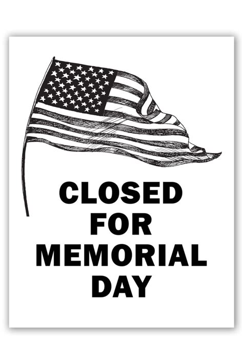 Closed For Memorial Day Printable Sign