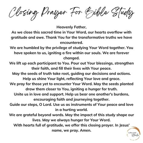 Closing Prayer After Bible Study: A Moment of Gratitude and Reflection