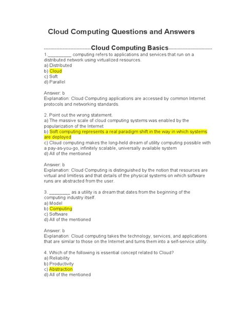 Cloud Computing Questions And Answers Kindle Editon