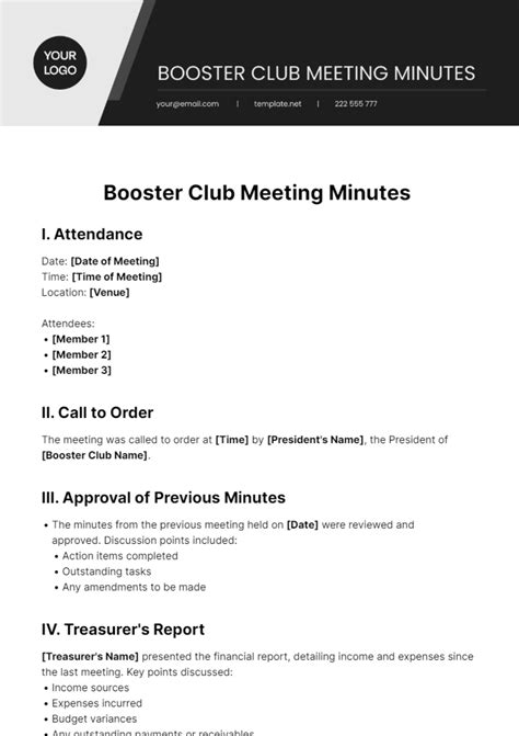 Club Minutes Template