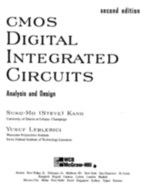 Cmos Digital Integrated Circuits By Sung Mo Kung Solution Manual Kindle Editon