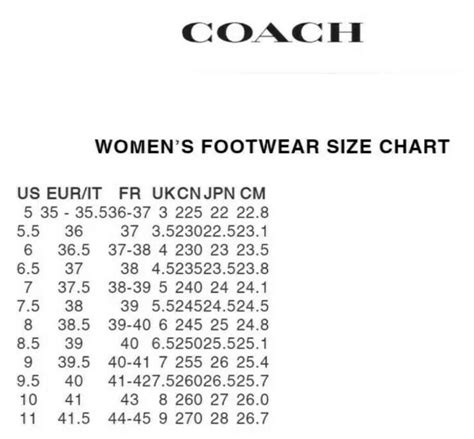 Coach Shoe Size Chart