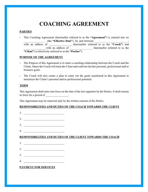 Coaching Contract Template