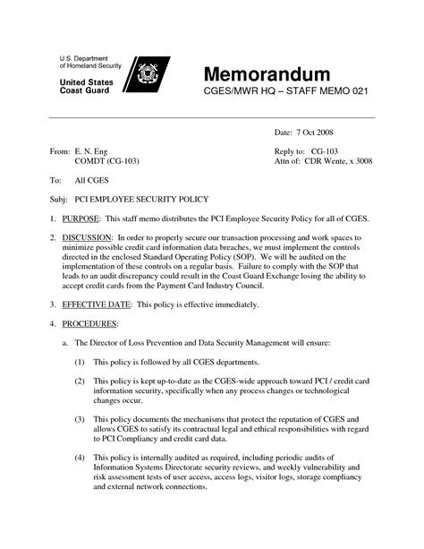 Coast Guard Memo Template