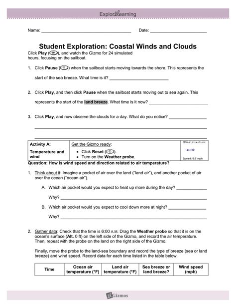 Coastal Winds And Clouds Answer Key Reader