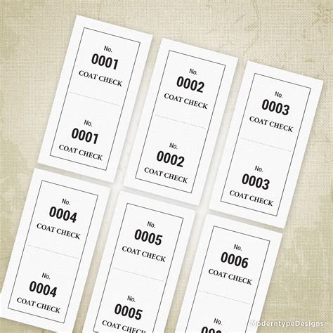 Coat Check Tickets Printable