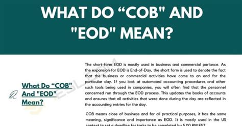 Cob Tomorrow Meaning: 10,000+ Words on What It Means for You