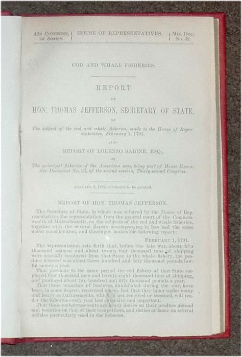 Cod And Whale Fisheries Report Of Hon Thomas Jefferson Secretary Of State On The Subject Of Cod And Whale Fisheries Made To The House Of Esq On The Principal Fisheries Of The Epub
