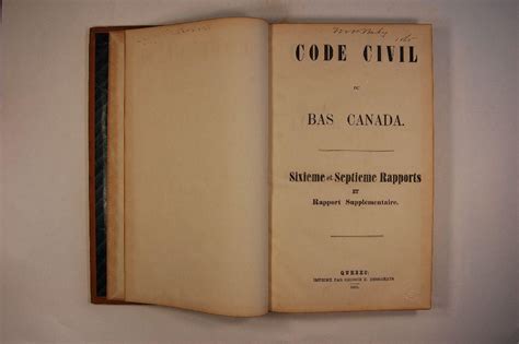 Code Civil Du Bas Canada [Rapports] Doc
