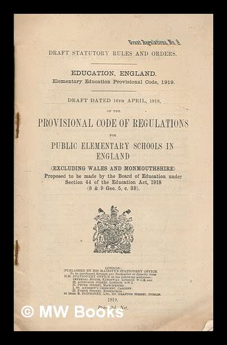 Code of Regulations for Public Elementary Schools in England (Excluding Wales and Monmouthshire) PDF