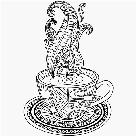 Coffee and Tea Coloring Book for Adults Drink your coffee or tea with animals and flower in the garden