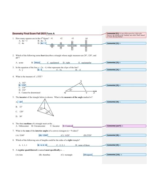 Cognero Final Exam Geometry Answer Doc