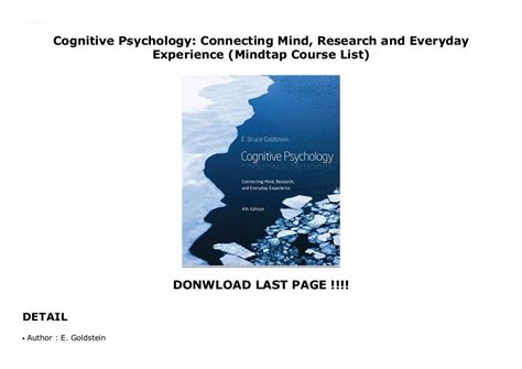 Cognitive Psychology Connecting Mind Research and Everyday Experience MindTap Course List Epub