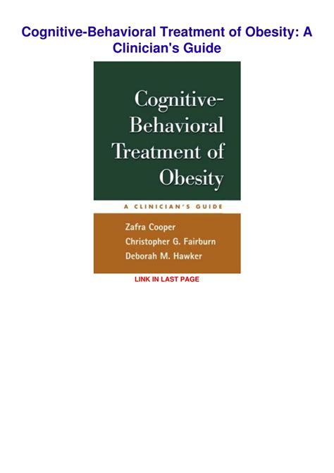 Cognitive-Behavioral Treatment of Obesity A Clinician s Guide