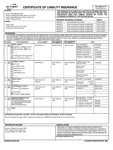 Coi Form Template