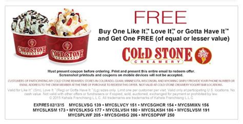 Cold Stone Printable Coupon
