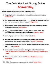 Cold War Guide Answer Key Reader