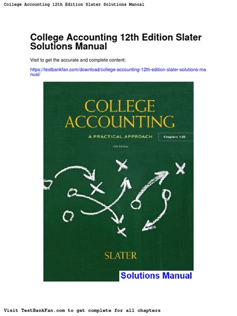 College Accounting Slater 12th Edition Solutions Manual Kindle Editon