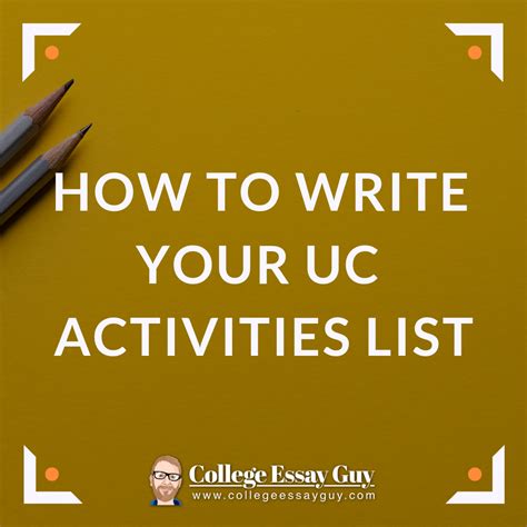 College Essay Guy Activities List Table