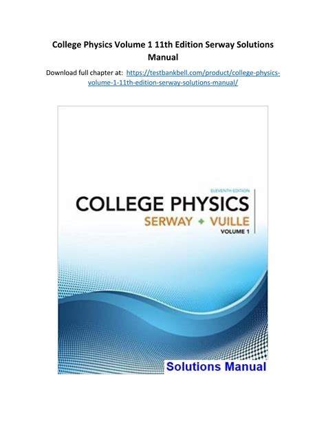 College Physics Serway 6th Edition Solutions Manual PDF