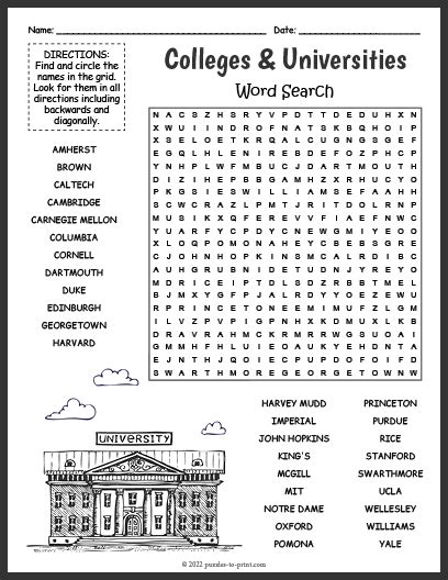 College Word Search: A Journey Through Higher Education