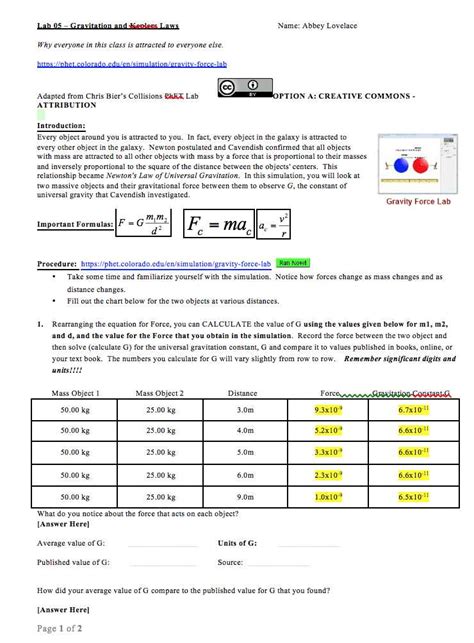 Collision Lab Answer Key Doc