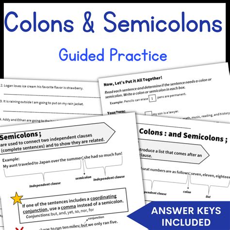 Colon And Semicolon Worksheet With Answers Doc