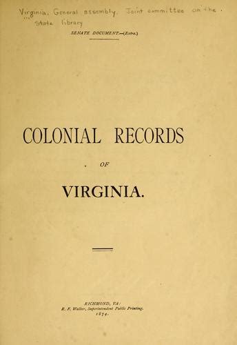 Colonial Records of Virginia Kindle Editon
