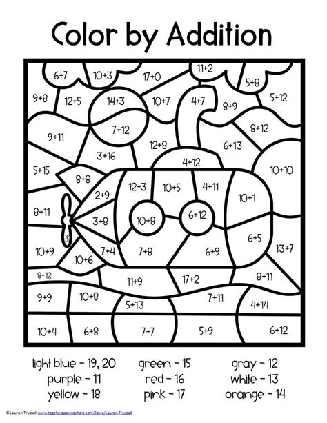 Color By Answer Addition Worksheets PDF