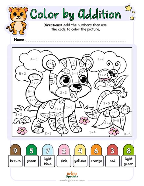 Color By Number Addition Printable