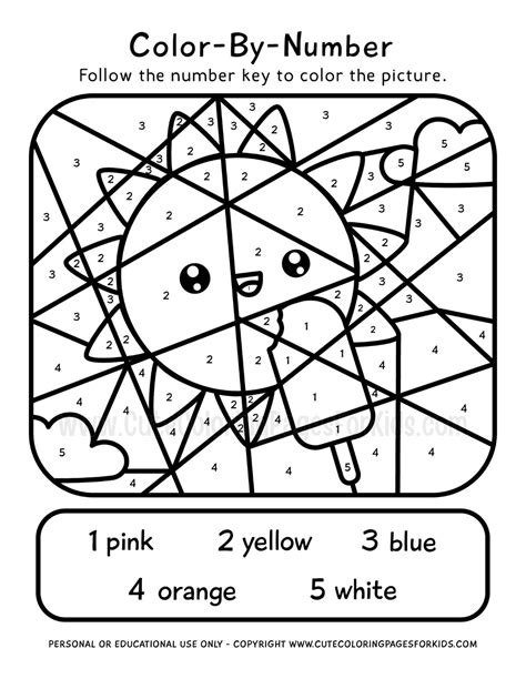 Color By Number Printable Free Pages Summer Time