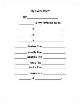 Color Poem Template