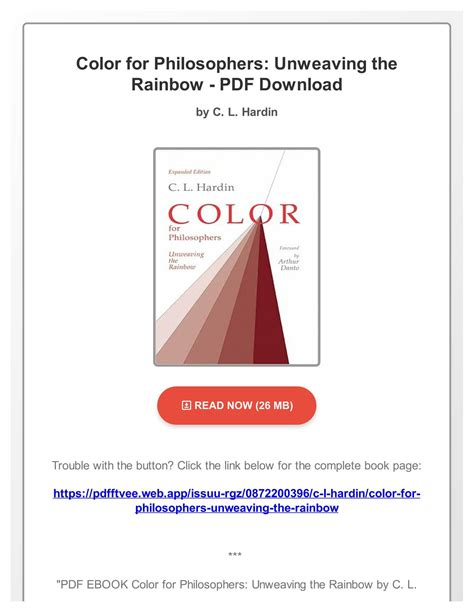 Color for Philosophers Unweaving the Rainbow PDF