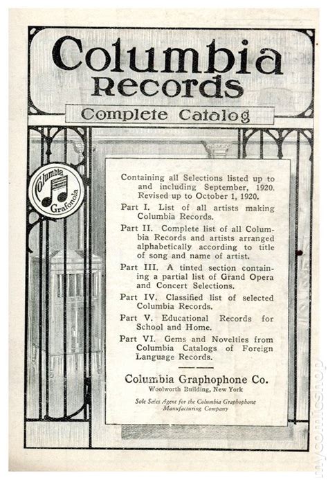 Columbia Records Catalog Numbers