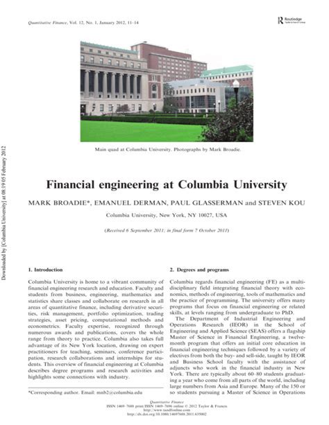 Columbia University's Financial Engineering Program: A Gateway to Success in the Financial Industry