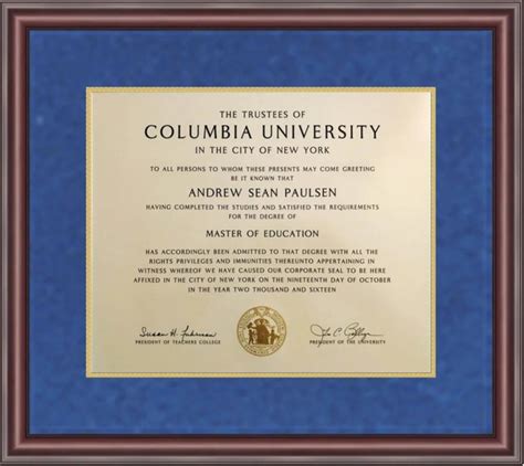 Columbia University Diploma Frame: Celebrate Your Academic Triumph in Style