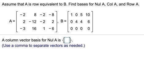 Column Vector Basis for Nul A Calculator