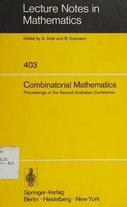 Combinatorial Mathematics II Proceedings of the Second Australian Conference Reader