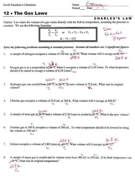 Combined Gas Law Worksheet Answers Epub