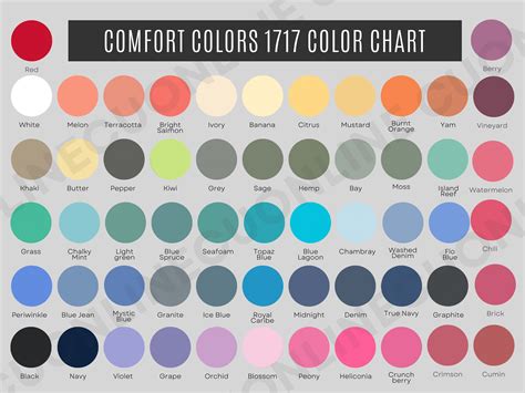 Comfort Colors T-Shirt Color Chart: The Ultimate Guide for Designers and Fashion Enthusiasts