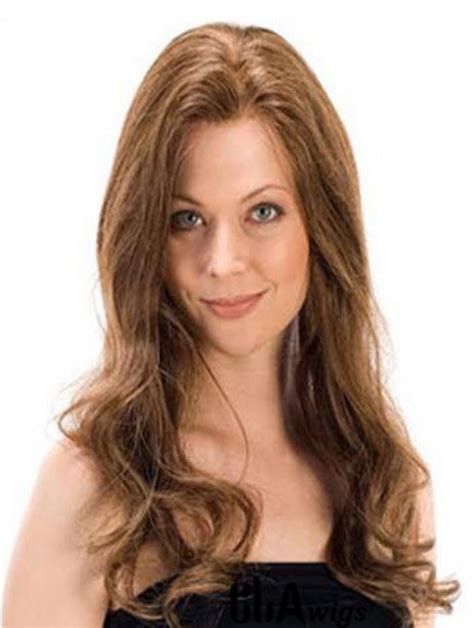 Comfortable Brown Wavy Long Human Hair Wigs & Half Wigs